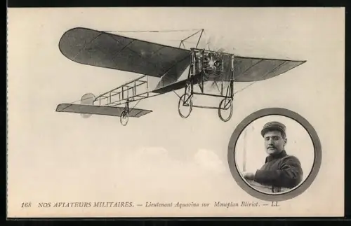AK Lieutenant Aquavina sur Monoplan Blériot, Flugzeug
