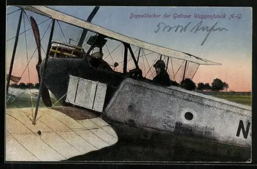 AK Doppeldecker-Flugzeug der Gothaer Waggonfabrik A.-G.