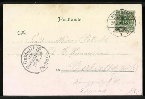 Lithographie Fahrradfahrer-Gruss All Heil!, Radtour ins Grüne