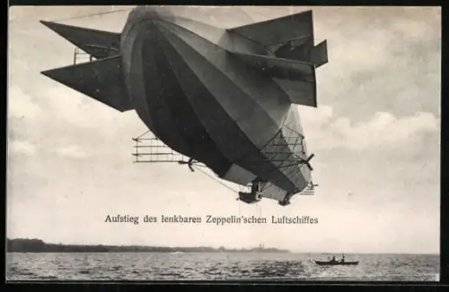 AK Aufstieg des lenkbaren Zeppelin`schen Luftschiffes