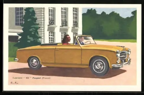 Künstler-AK Französisches Cabriolet 403 von Peugeot, Auto