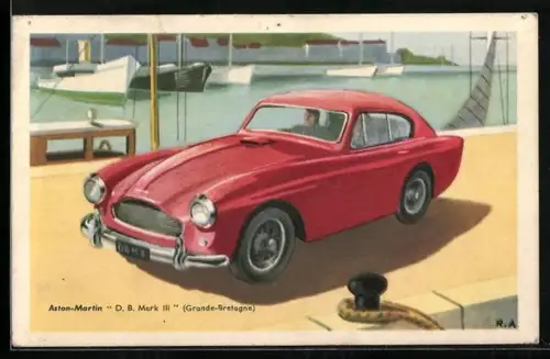 AK Aston-Martin D. B. Mark III am Hafen, Reklame