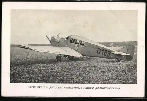 AK Sechssitziges Junkers F13 Verkehrsflugzeug mit Kennung D 183