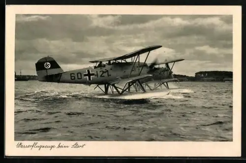 AK Heinkel He-60 Wasserflugzeuge beim Start,  auf Seitenleitwerk