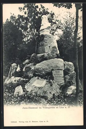 AK Linz a. D., Jahn-Denkmal im Volksgarten