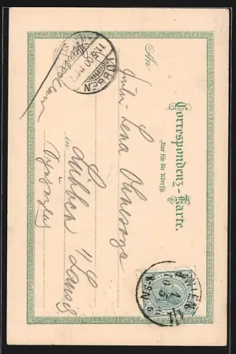 Lithographie Wien I, Stephansplatz, Stephansdom, Strassenbahn, Um 1900