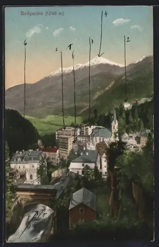AK Badgastein, Teilansicht mit Kirche