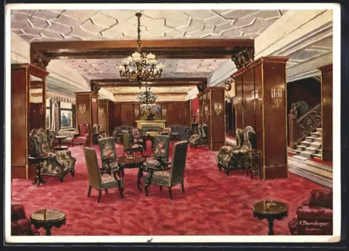 Künstler-AK Badgastein, Hotel Weismayr, Halle