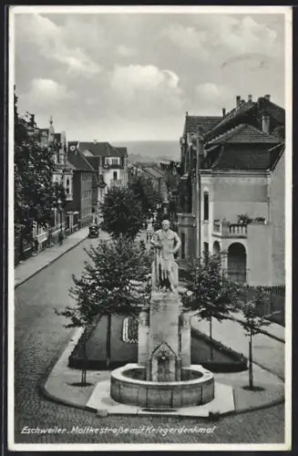 AK Eschweiler, Moltkestrasse mit Kriegerdenkmal