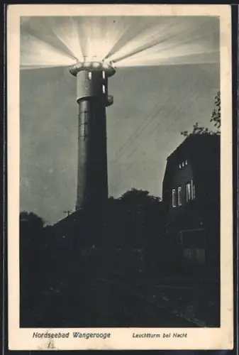 AK Wangerooge, Leuchtturm bei Nacht
