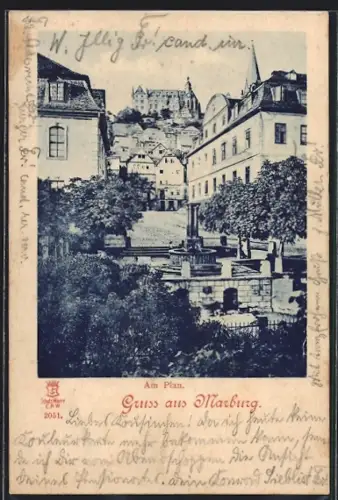 AK Marburg, Partie am Plan mit Blick auf das Marburger Schloss