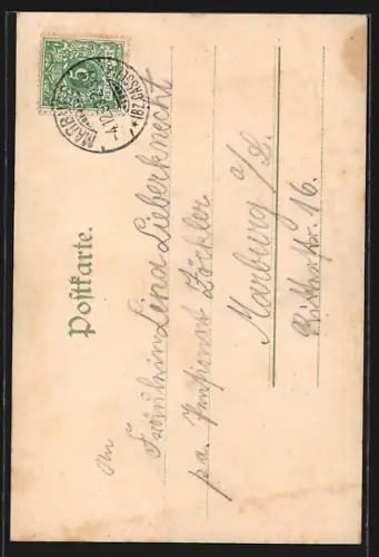 AK Marburg, Partie am Plan mit Blick auf das Marburger Schloss