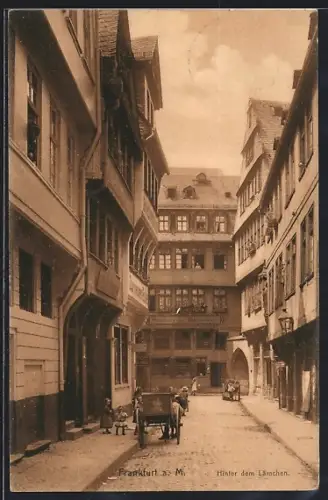 AK Frankfurt a. M., Strassenblick Hinter dem Lämmchen mit Gasthaus zum Mohrenkopf