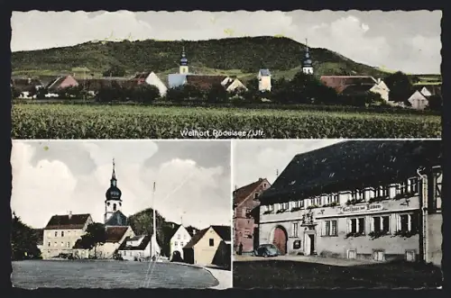 AK Rödelsee / Ufr., Ortsansicht und Gasthaus z. Löwen