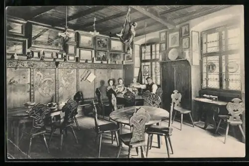 AK Bozen, Gasthaus Batzenhäusl, Innenansicht