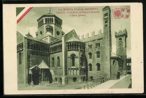 AK Trento, Cattedrale col Palazzo Pretorio e Torre grande, Wappen