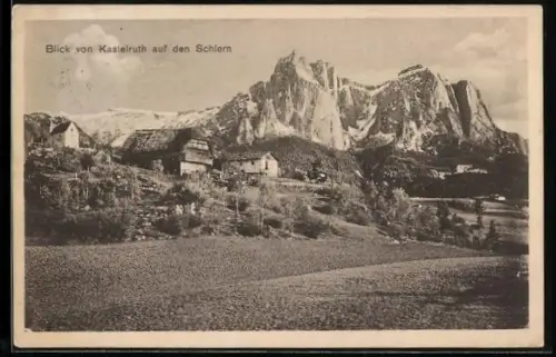 AK Kastelruth, Blick von Kastelruth auf den Schlern