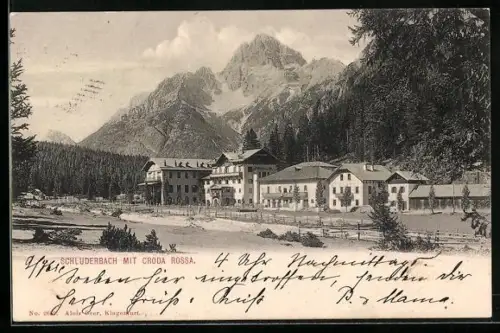 AK Schluderbach, Ortsansicht mit Croda Rossa