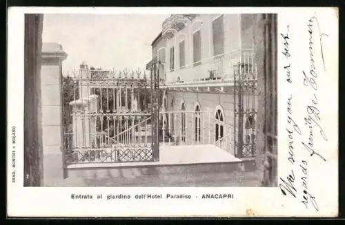 AK Anacapri, Entrata al giardino dell`Hotel Paradiso