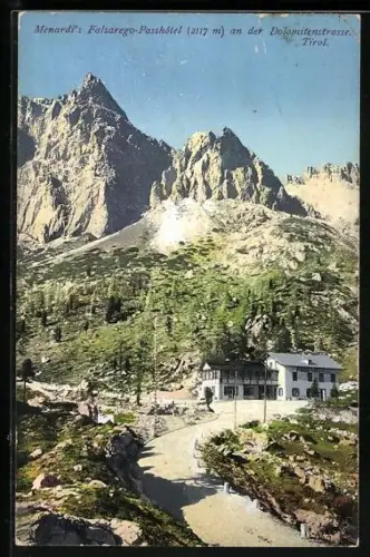 AK Falzarego, Menardis Passhotel an der Dolomitenstrasse