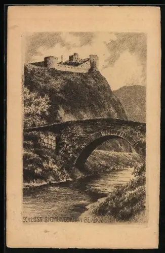 AK Bozen, Schloss Sigmundskron mit Brücke