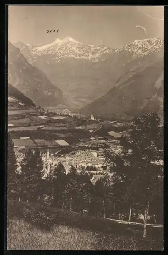 AK Sterzing, Panorama mit der Wilden Kreuzspitze von der Waldpromenade
