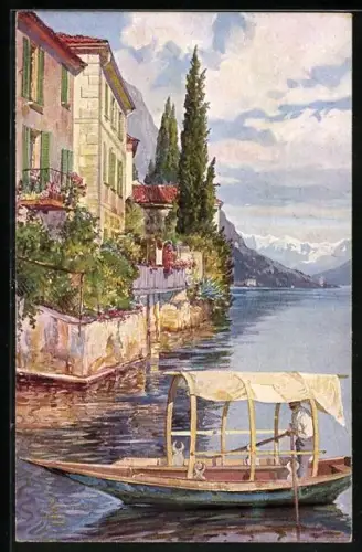 AK Oria, Villa Fogazzaro mit Gondel