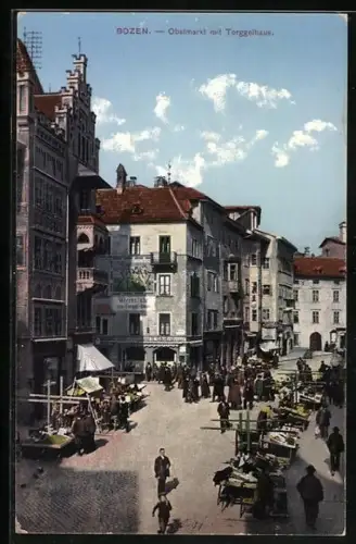 AK Bozen, Obstmarkt mit Torggelhaus