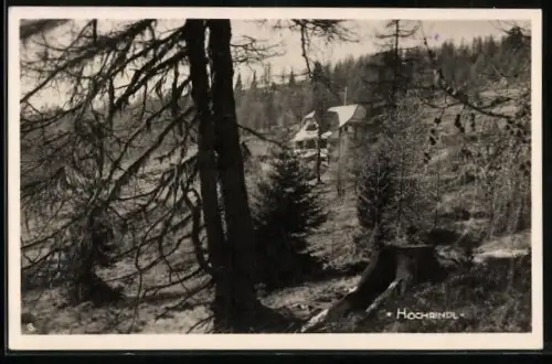 AK Hochrindl Unterkunftshaus, Berghütte am Waldrand