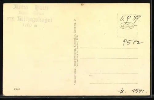 AK Anna Hütte, Berghütte am Mittagskogel, Staatsgrenze