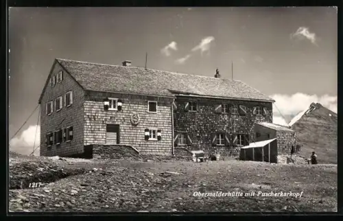 AK Oberwalderhütte mit Fuscherkarkopf, Berghütte