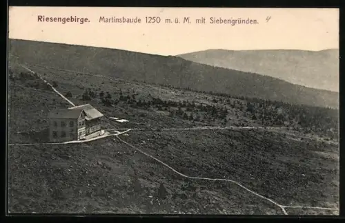 AK Martinsbaude, Berghütte im Riesengebirge mit Siebengründen