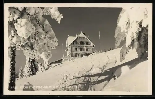 AK Stubenberghaus, Berghütte am winterlichen Schöckel