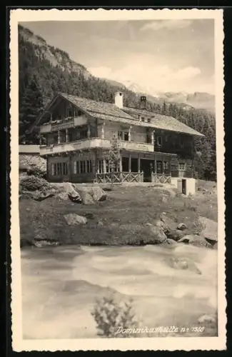 AK Dominikushütte mit Blick in die Berge