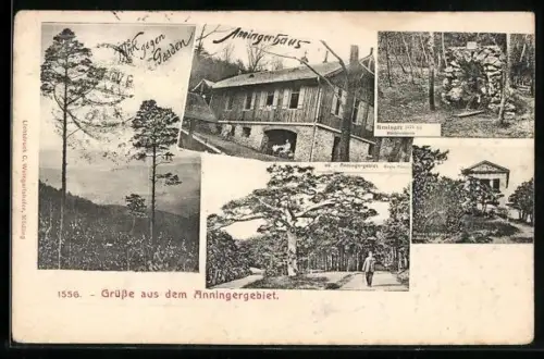 AK Anningerhaus, Buchtbrunnen, Husarentempel in Mödling