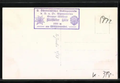 AK Millstätterhütte am Törl d. D. u. Oe. Alpenvereins Gruppe Millstatt