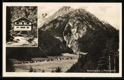 AK Lechtaler Haus Klause mit Wetterspitze und Feuerspitze