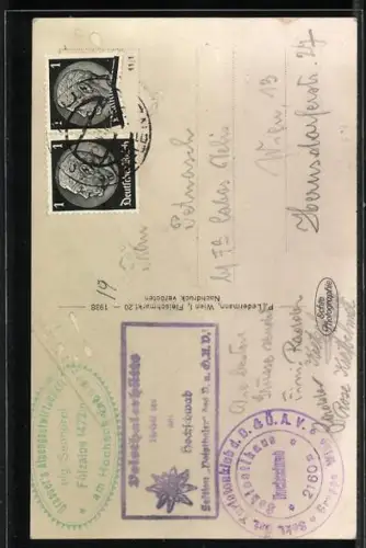 AK Grasser`s Gasthaus Fölzalm, Berghütte am Hochschwab, Blick gegen Fölzstein