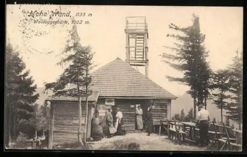 AK Waldeggerhütte /Hohe Wand, Berghütte mit Aussichtsturm