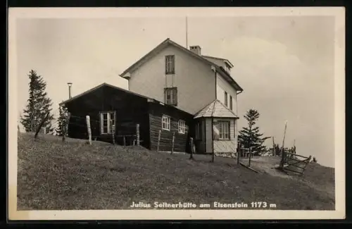 AK Julius Seitnerhütte am Eisenstein, Blick auf die Berghütte