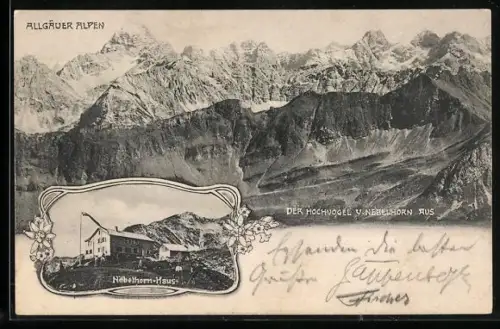 AK Nebelhorn-Haus /Allgäuer Alpen, Der Hochvogel vom Nebelhorn aus