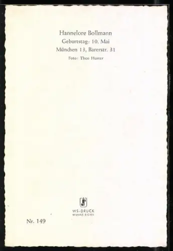 AK Schauspielerin Hannelore Bollmann in gestreifter Bluse