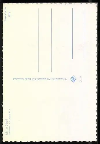 AK Schauspielerin Maria Schell in blauer Strickjacke