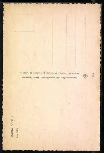 AK Schauspielerin Maria Schell mit roter Bluse