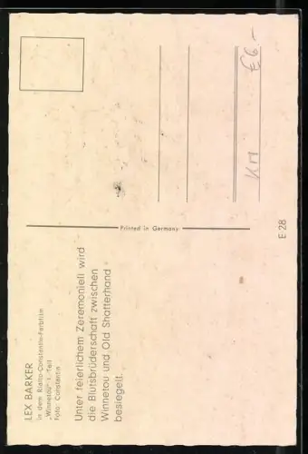 AK Lex Barker, Film Winnetou 1. Teil, Karl May