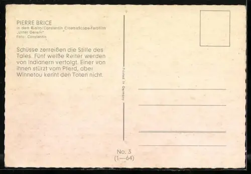 AK Film Unter Geiern, Apachenhäuptling Winnetou, Schauspieler Pierre Brice