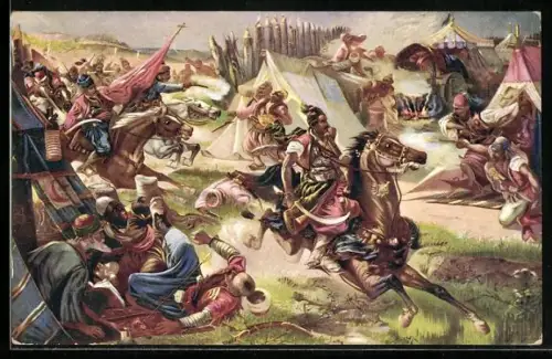 Künstler-AK Les guerres pour l`affranchissement serbe en 1813