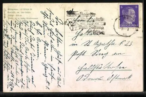 AK Hamburg-St. Pauli, Elbtunnel, Blick in beide Tunnel