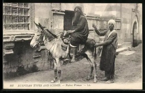 AK Baudet, Femme Indigène à Baudet, arabische Volkstypen