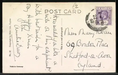 AK Ceylon-Sri Lanka, Elefant bei der Arbeit